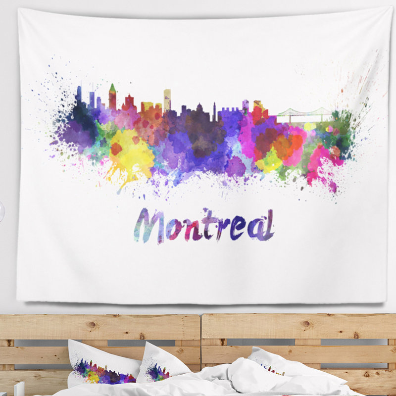 Tapisserie de skyline de montréal Cityscape, H 32 po x l 39 po