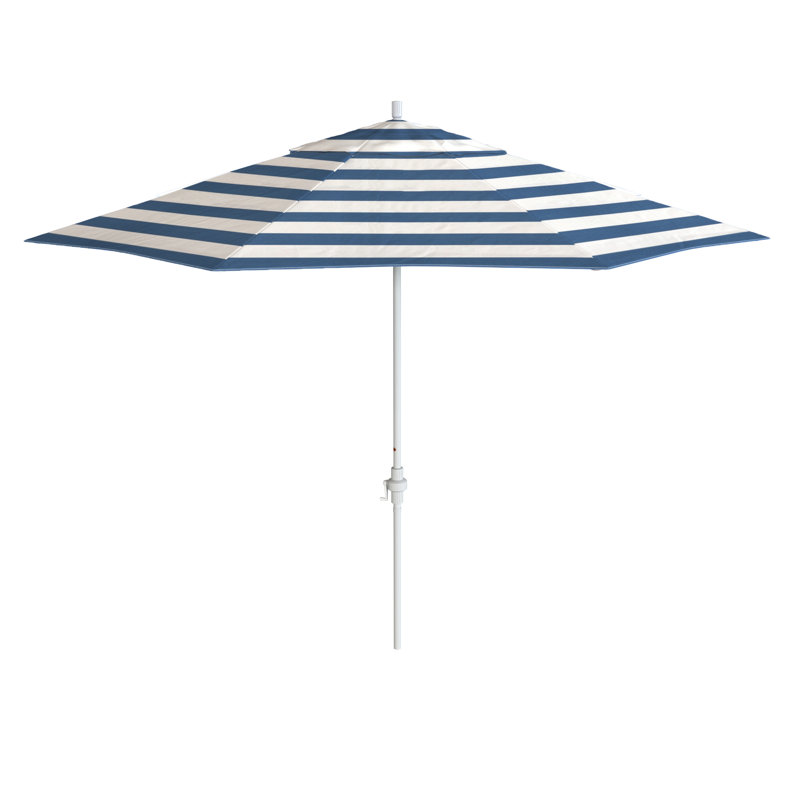 Parasol de patio blanc mat 11 pi., Blanc / Bleu