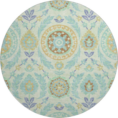 Premium Machine Washable Prisco Mint Rug