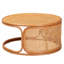 Table basse ronde bohémienne avec tissage géométrique en rotin naturel brun miel 31,5 po