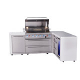 Mont Alpi Premium 6-burner 94"x75" L-shaped 805 Deluxe Stainless Steel Island Modular Outdoor Kitchen Island Bbq Gas Grill + Infrared Side & Rear Burners + Refrigerator + Storage Drawers And Cabinets