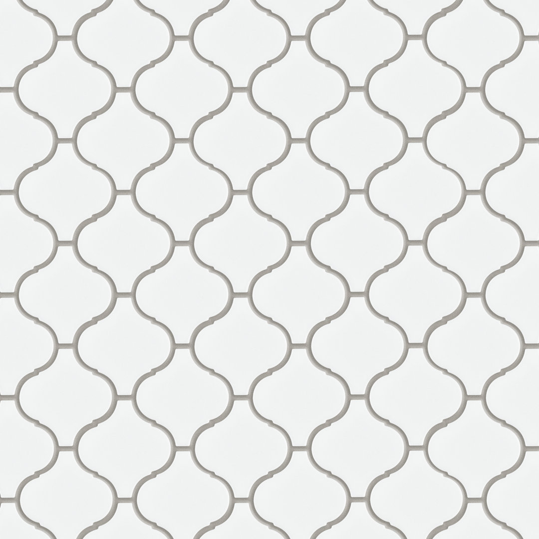 Metro Lantern Matte White 9-1/2" x 10-3/4" Porcelain Mosaic Floor and Wall  Tile Merola Tile
