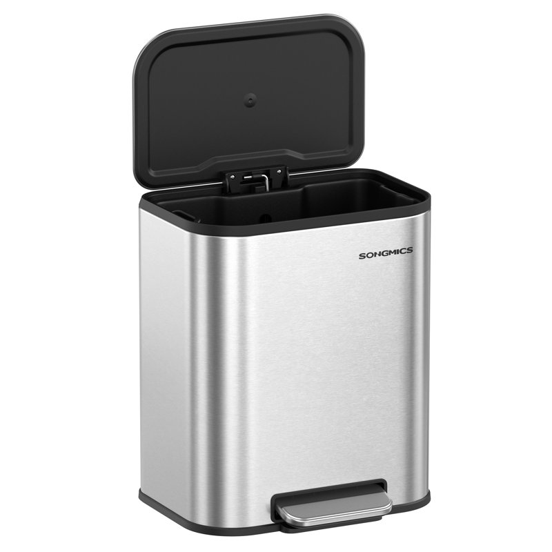 Poubelle à pédale en acier inoxydable résistante aux empreintes digitales, Argent, 5,2 gallons