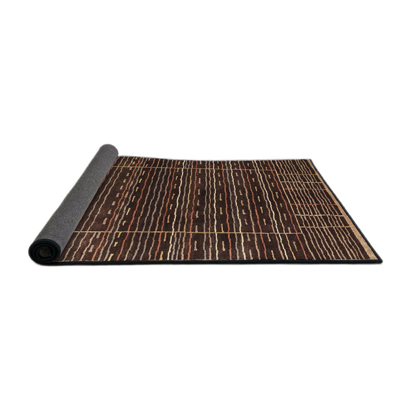 Tapis contemporain brun, Rond 5 pi