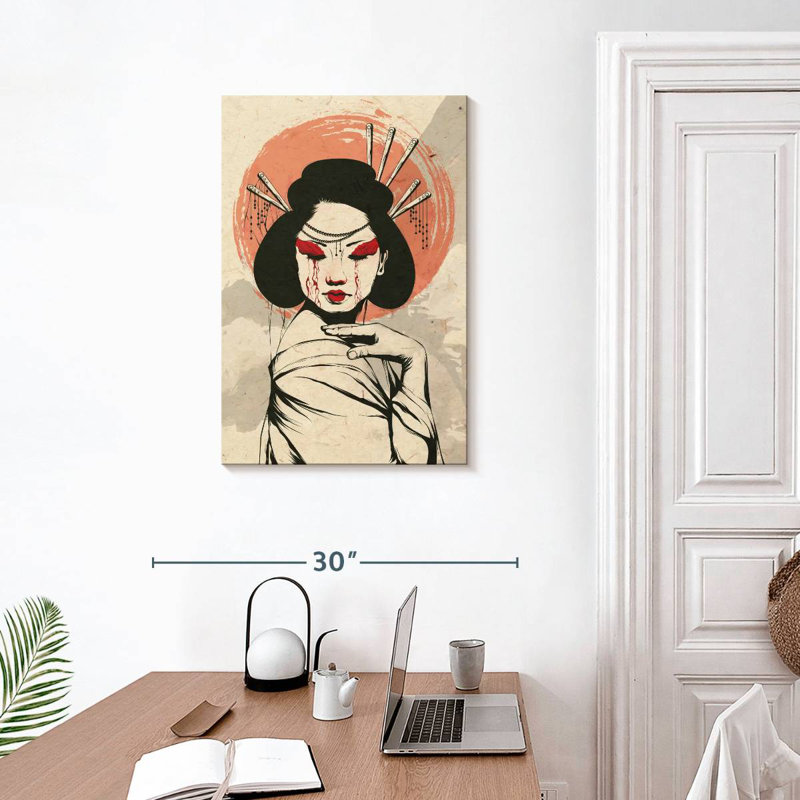 Portrait de femme japonaise Leisha Somber, H 30 po x l 20 po