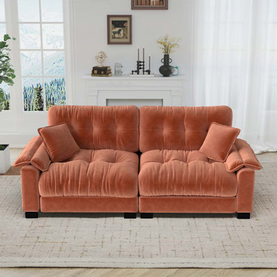 Modern 94 Inch Chenille Pleated 3-Seater Sofa with Durable Spring Support and Thick Dense Foam Cushions