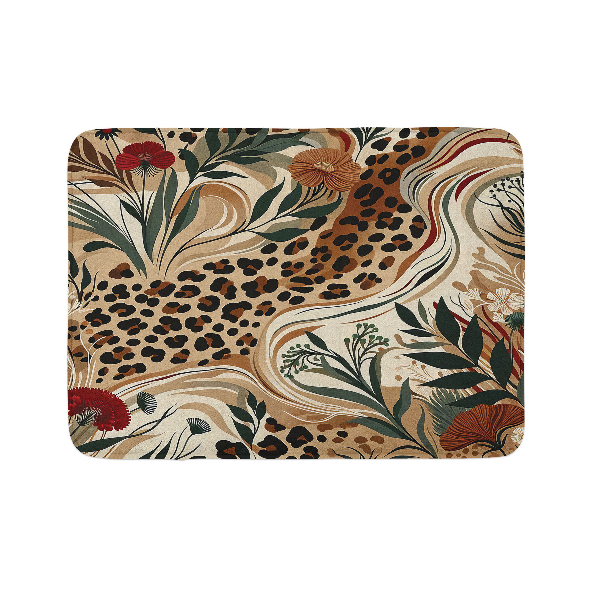 Ambesonne Leopard Print Plush Bath Mat, Abstract Blend Earthy, 30.2