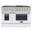 KUCHT Professional 48 po 6,7 pi cu Cuisinière au gaz naturel avec brûleurs scellés, plaque chauffante et deux fours - une convection - en acier inoxydable avec porte de four blanche-50147979-50147978