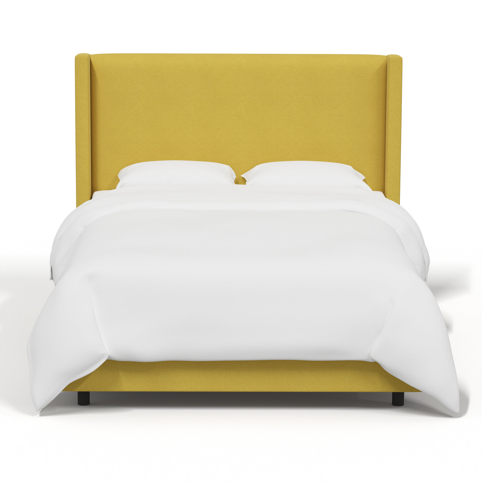Hanson Upholstered Wingback Platform Bed, King, Classic Ochre Linen
