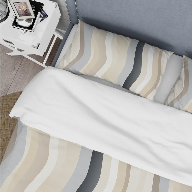 Ensemble de housse de couette rayé I - en microfibre, Housse de couette simple + 1 taie décorative stan