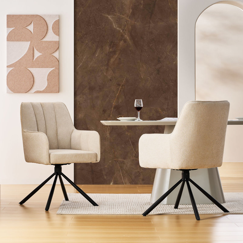 360°Swivel Fabric 1Er Set Dining Chair With Metal Legs,Upholstered Accent Tub Armchair,Green, Beige