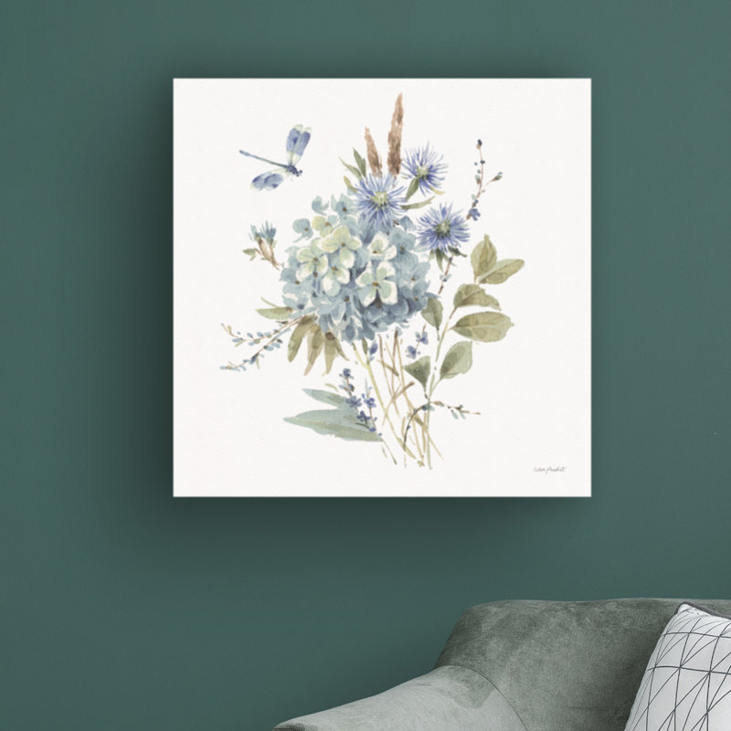 «Bohemian Blue 04 on White» par Lisa Audit, reproduction d'art sur toile tendue, H 24 po x l 24 po x P 2 po