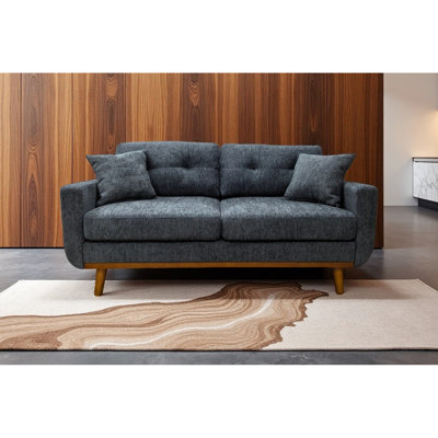 67,7 po de largeur, rembourré avec des pieds en bois, design contemporain en chenille bleu-gris, convient pour un salon étudiant en chenille moderne de style Mid-Century à 2 places, profondeur spacieuse et silencieuse, hauteur 35,35 po