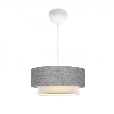 Elegant Grey Fabric Chandelier, 27.6 x 11.8 inches | Max 40W E27 Socket, Perfect for Dining Room & Living Spaces | Stylish Design, Durable IP20 Rated, Ideal Home Lighting Solution, Bulb Not Included