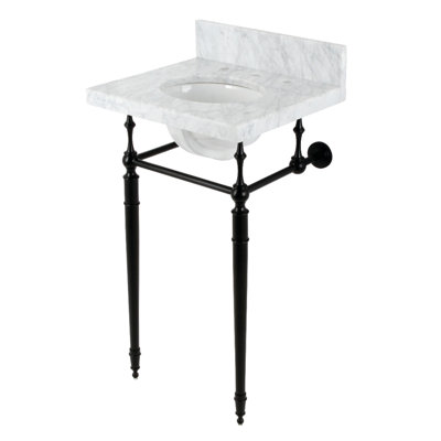 Edwardian Marble White/Brushed Brass Bathroom Sink