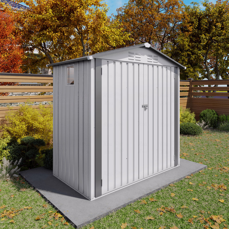 6X3.5FT Metal Outdoor Storage Shed,Tool Shed With Peaked Roof Waterproof With Clear Window And Lockable Door Compact Tool Shed