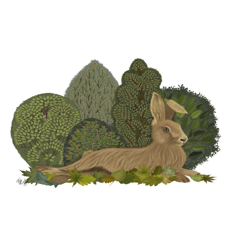 Hare inclinable en feuilles - reproduction sur toile tendue, H 20 po x l 30 po
