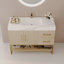 Meuble-lavabo moderne avec lavabo en céramique sans couture et armoire autoportante dorée-87922996