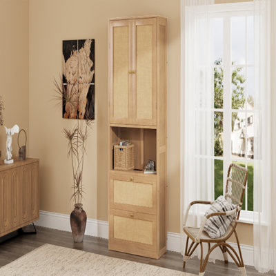 2 Doors Bookshelf with USB Port and 3 Drawers Side Cabinet Storage Shelves by Latitude Run