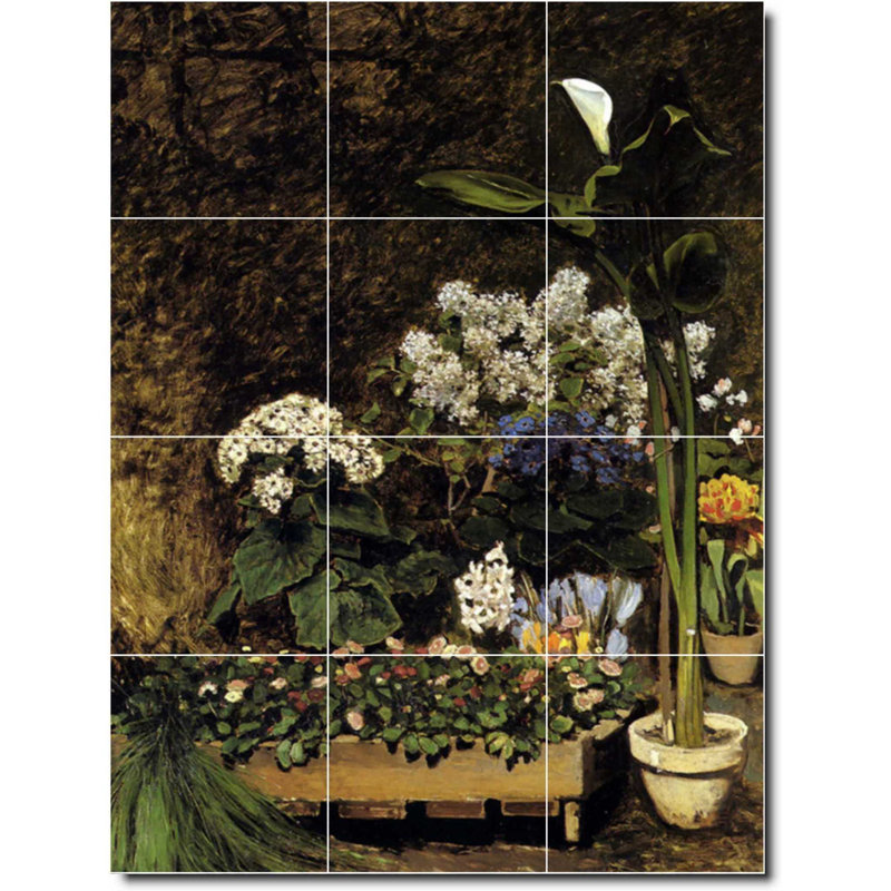 Carreau de céramique décorative 36 po x 48 po 12 po x 12 po, Auguste Renoir, peinture de fleurs W07398