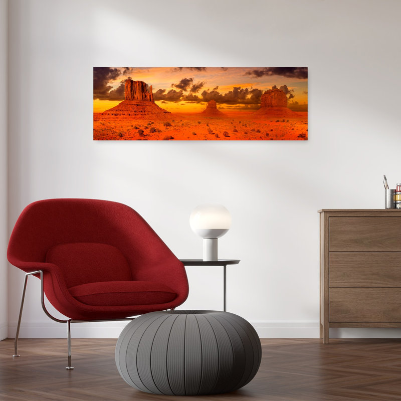 Red Rock Desert Sunset by Melanie Viola - Wrapped Canvas Panoramic Print, 30.48 cm H x 91.44 cm W