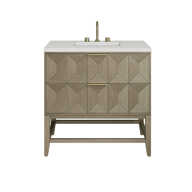 Emmeline 36'' W Single Vanity, Lime Delight, 8" Widespread, Pebble Oak