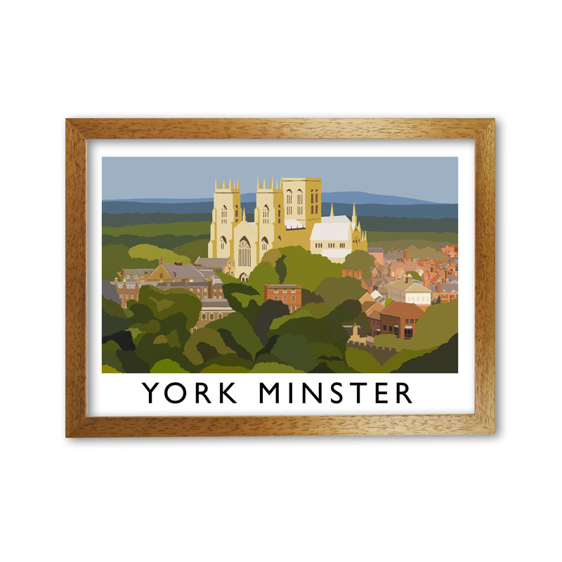 York Minster 1 Piece Wall Art, 21cm H x 29.7cm W x 3cm D, Honey Oak Framed