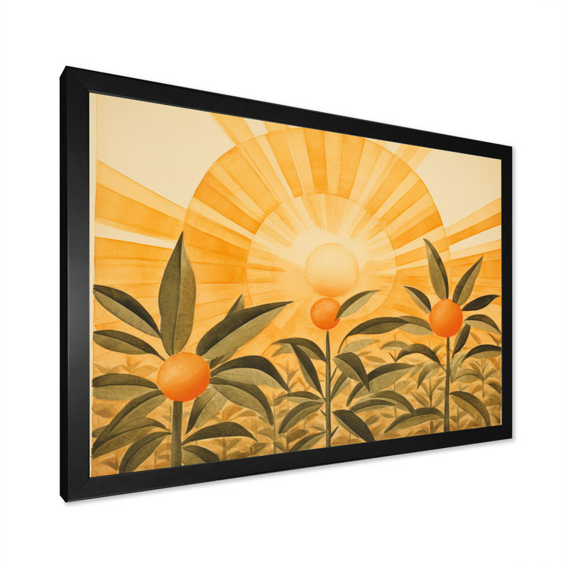 «Bright Sun Blossoming Sunflowers», impression rétro sur toile, H 34 po x l 44 po x P 1,5 po, Cadre photo noir