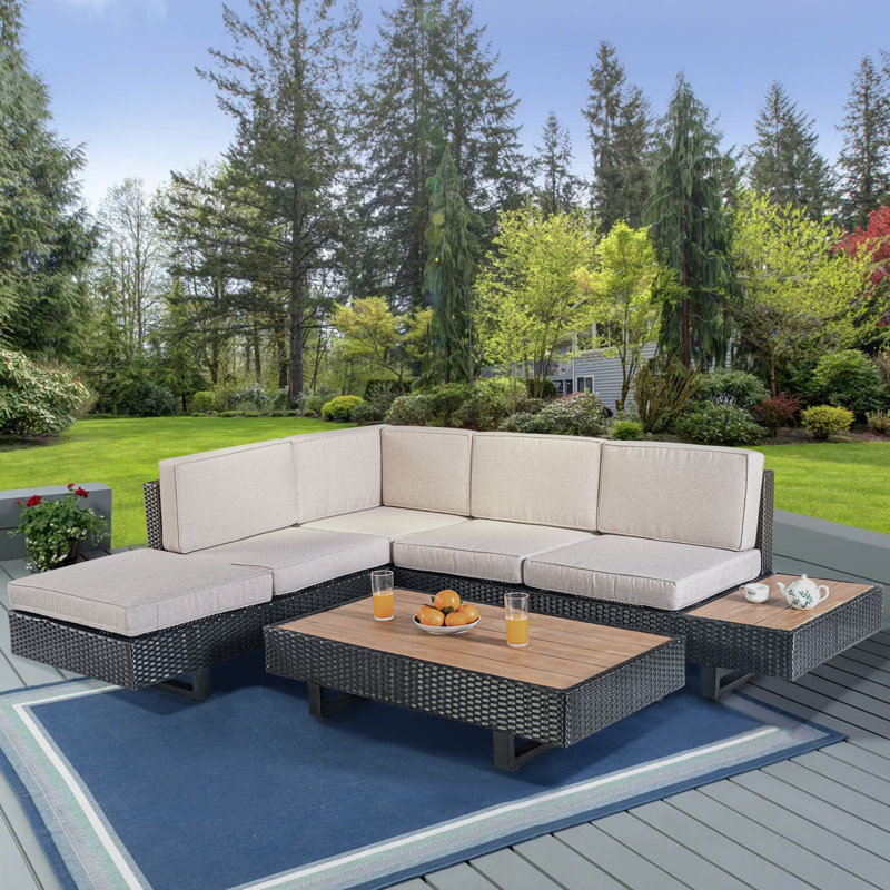 Ensemble de conversation pour 5 personnes avec coussin et table d'appoint Qynn