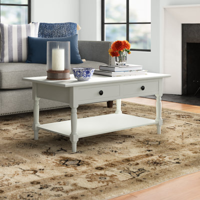 Banes Solid Wood Four Leg Coffee Table with Storage