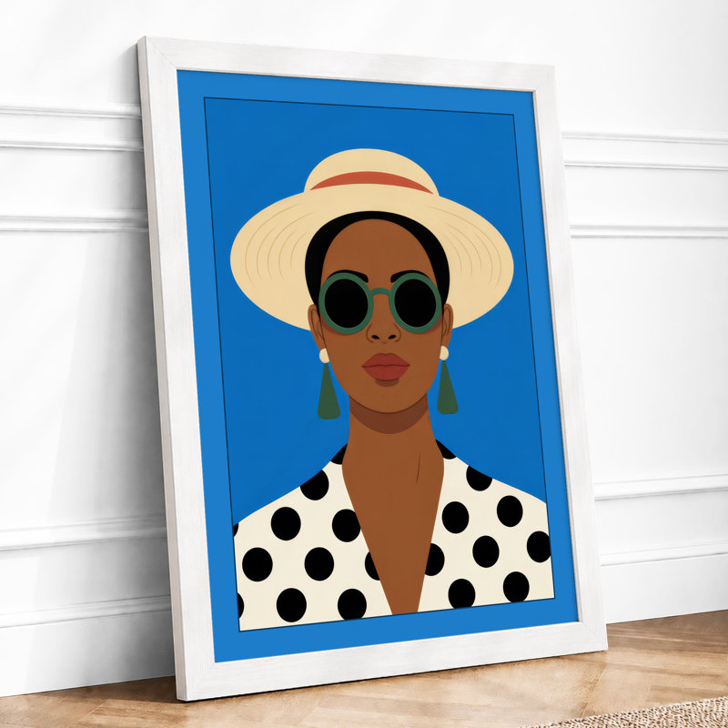 Woman In Summer Shades Modern - Print, A3 - 42.0 x 29.7 cm, White