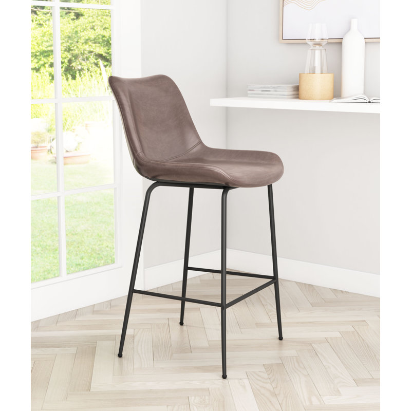 Tabouret de bar Byron blanc, Tabouret de comptoir (siège d'une hauteur de 26,4, Brun