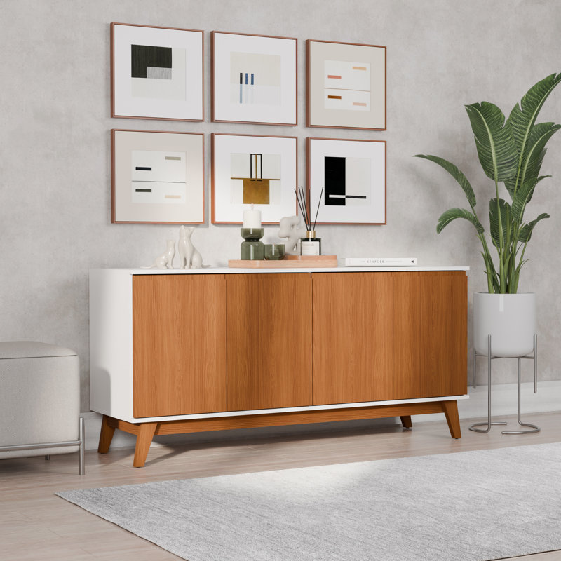 Tokyo 4-door Sideboard With Soft-close Doors, White/Brown