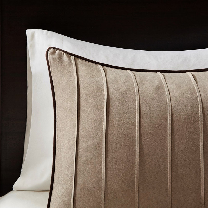 Édredon beige en faux suède pour lit double - Confortable et chic 7 pièces dans un confort luxueux, Beige