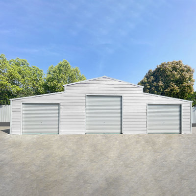 Abri en acier robuste de 12,8 m x 9,1 m, résistant aux intempéries, pour la maison et la ferme.