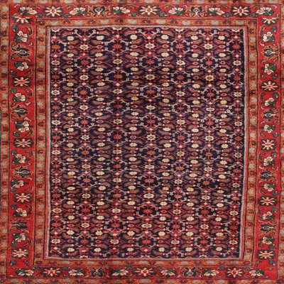 Tapis floral rouge / brun