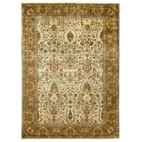 High-Quality Hand-Knotted Cream And Brown Area Rug