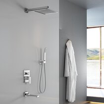 AQGA Ensemble de robinet de douche coulissant à hauteur réglable avec bec  de baignoire, système de douche complet en laiton luxueux avec valve brute  et Commentaires - Wayfair Canada
