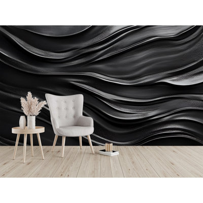 Papier peint brillant à texture ondulée - Murale fluide 3D - Élégant revêtement mural abstrait pour le bureau, la maison, les espaces modernes