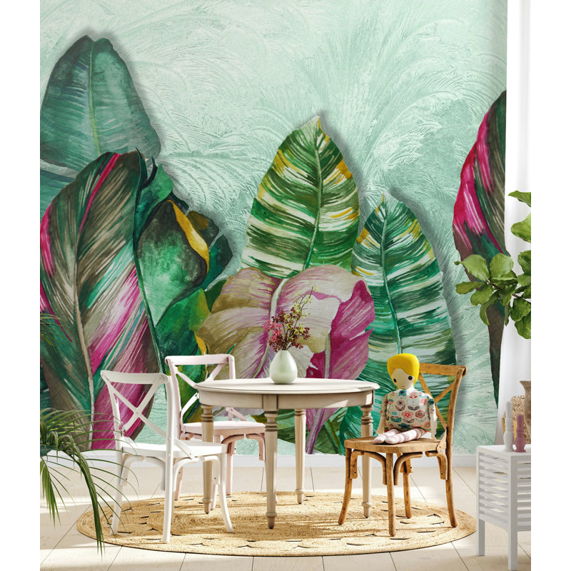 Papier peint tropical à feuilles de bananier tropical, L 75 po x l 112 po