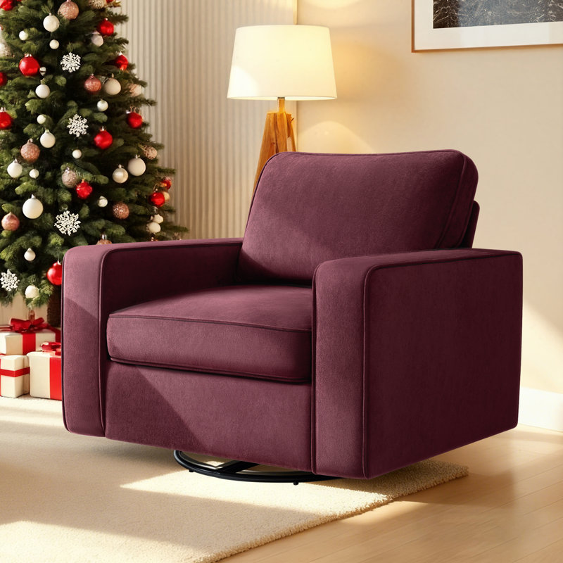 Fauteuil pivotant rembourré de 36,2 po de largeur,  Merlot