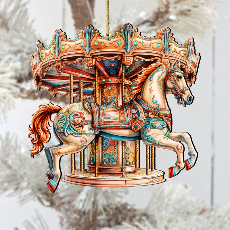 Ornement en bois carrousel