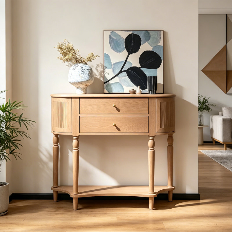 Armoire console en bois massif moderne et minimaliste, H 35,8 po x l 39,4 po x P 11,8 po
