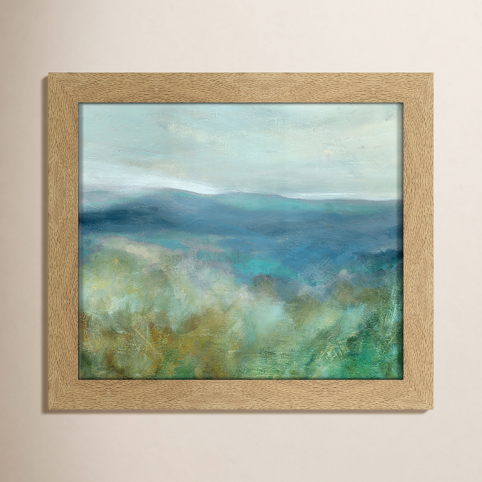 Adamsville "Blue Mountain Overlook" Painting, 14" H x 16" W x 1.12" D, Natural Framed