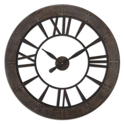 Uttermost Oversized Ronan 40" Wall Clock In Dark Rustic Bronze