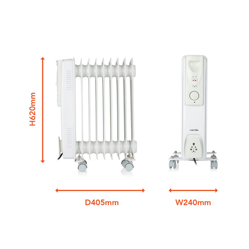 Warmlite WL43004YW 2000W 9-Fin Oil Filled Radiator with 3 Power Settings and Adjustable Timer, White