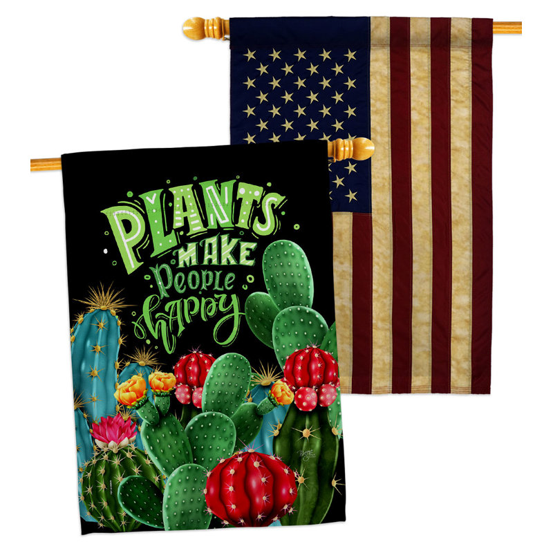 Cactus «Make Me Happy House», ensemble de drapeaux de jardin Southwest