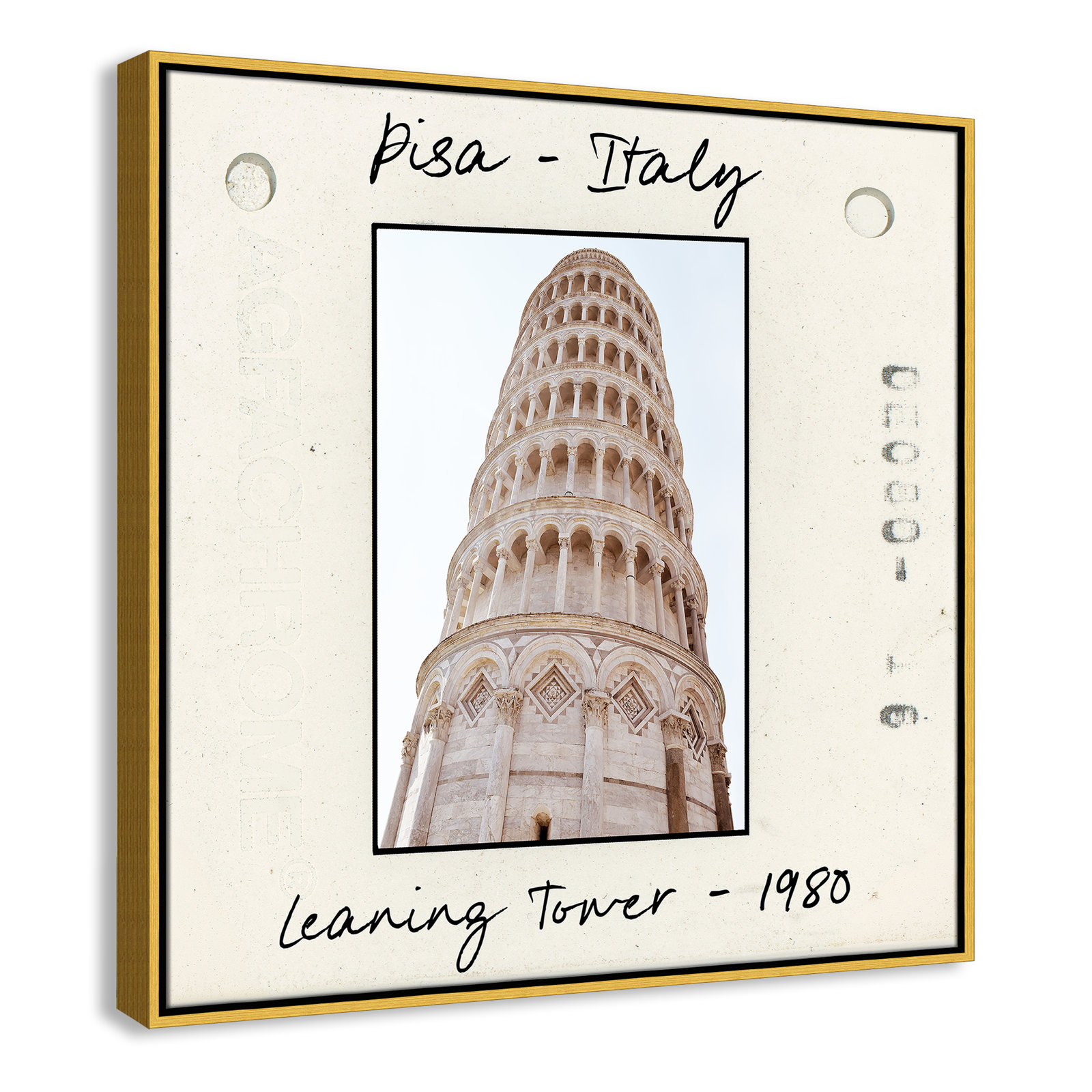 Ritona "Pisa, Italy - Leaning Tower" Print, Gold Floater Framed Canvas, 31.5" H x 31.5" W x 2" D