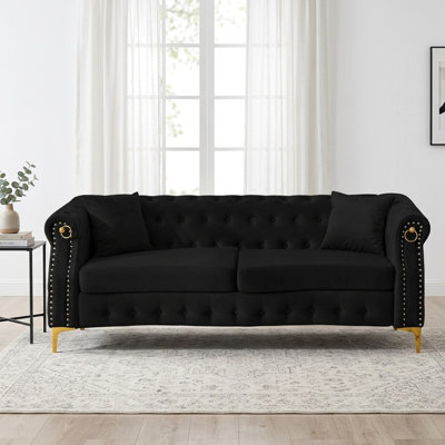 83.5'' Comfort Tufted Velvet Sofa with Wooden Frame