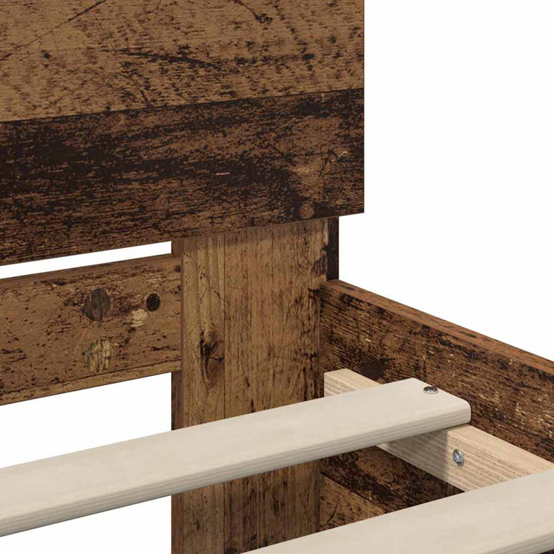  Bed Frame With Headboard Engineered Wood, European Single (90 x 200 cm), Old Wood